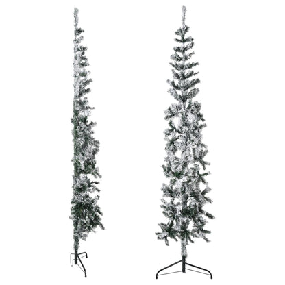 Berkfield Slim Artificial Half Christmas Tree with Flocked Snow 180 cm