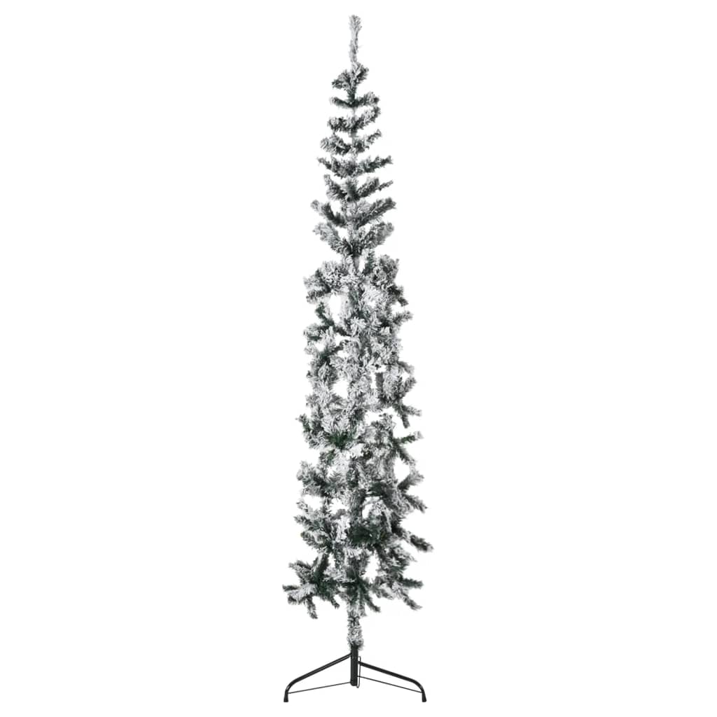 Berkfield Slim Artificial Half Christmas Tree with Flocked Snow 180 cm