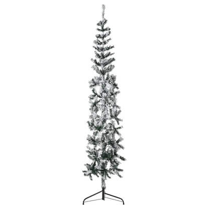 Berkfield Slim Artificial Half Christmas Tree with Flocked Snow 180 cm