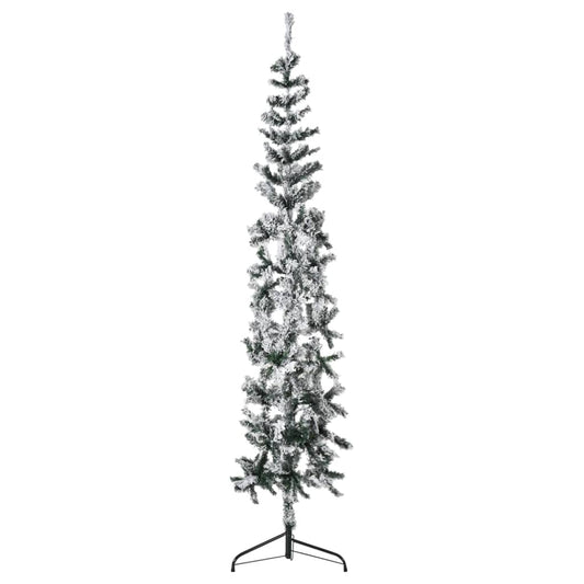 Berkfield Slim Artificial Half Christmas Tree with Flocked Snow 210 cm