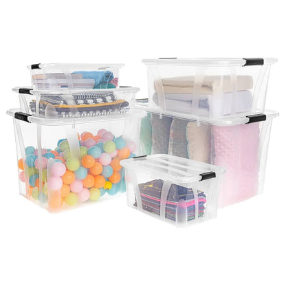 Berkfield Storage Boxes with Lids 2 pcs Transparent 7 L