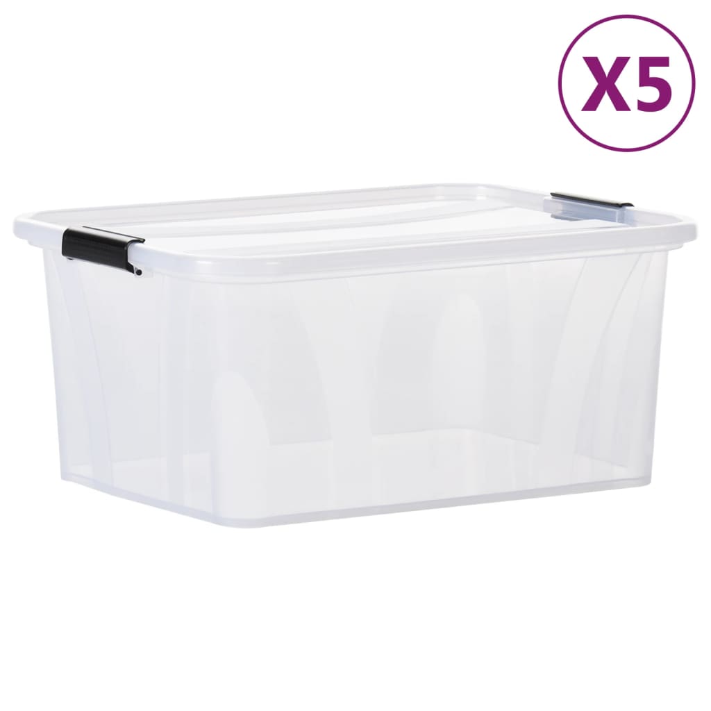 Berkfield Storage Boxes with Lids 5 pcs Transparent 32 L