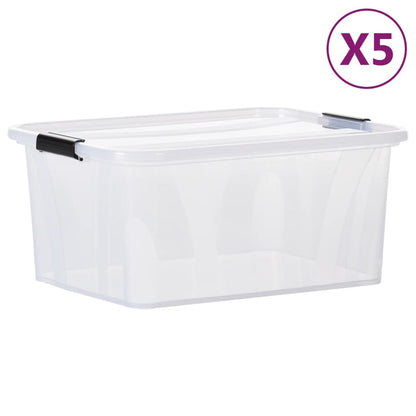 Berkfield Storage Boxes with Lids 5 pcs Transparent 32 L