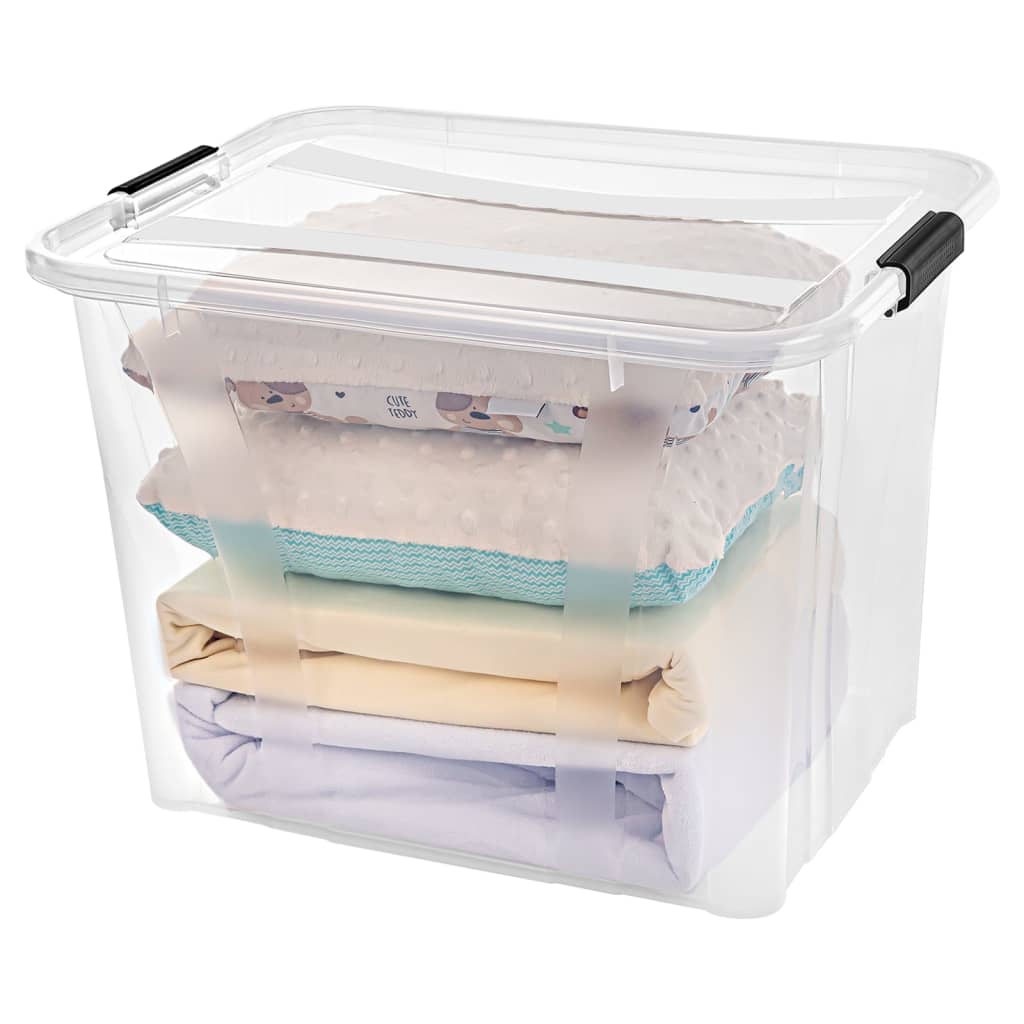 Berkfield Storage Boxes with Lids 5 pcs Transparent 55 L