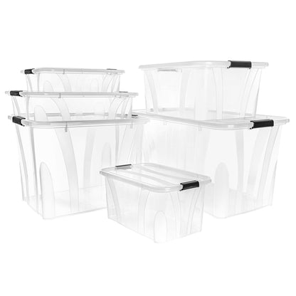 Berkfield Storage Boxes with Lids 5 pcs Transparent 55 L