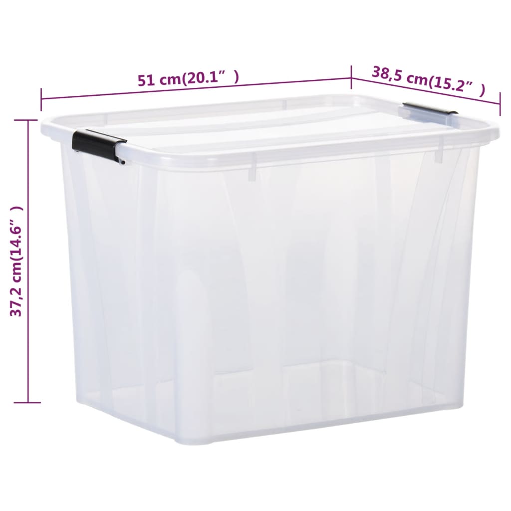 Berkfield Storage Boxes with Lids 5 pcs Transparent 55 L