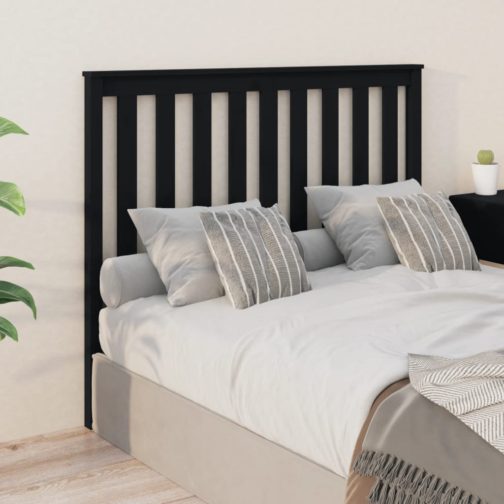 Berkfield Bed Headboard Black 146x6x101 cm Solid Wood Pine