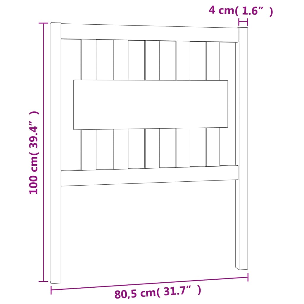 Berkfield Bed Headboard 80.5x4x100 cm Solid Wood Pine