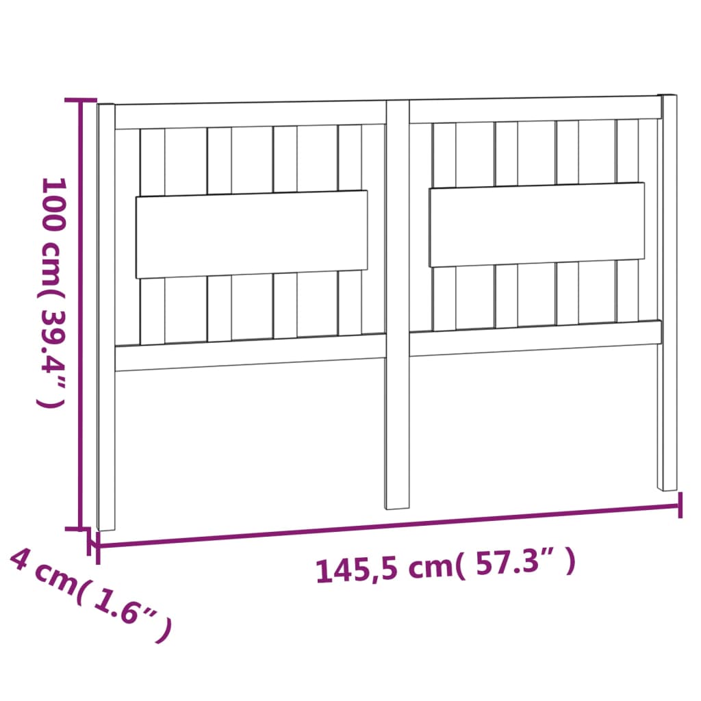 Berkfield Bed Headboard 145.5x4x100 cm Solid Wood Pine