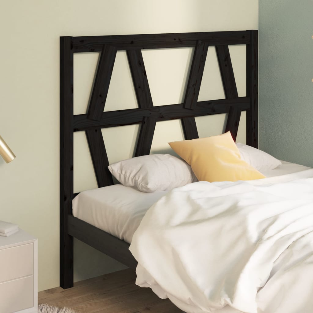 Berkfield Bed Headboard Black 81x4x100 cm Solid Wood Pine