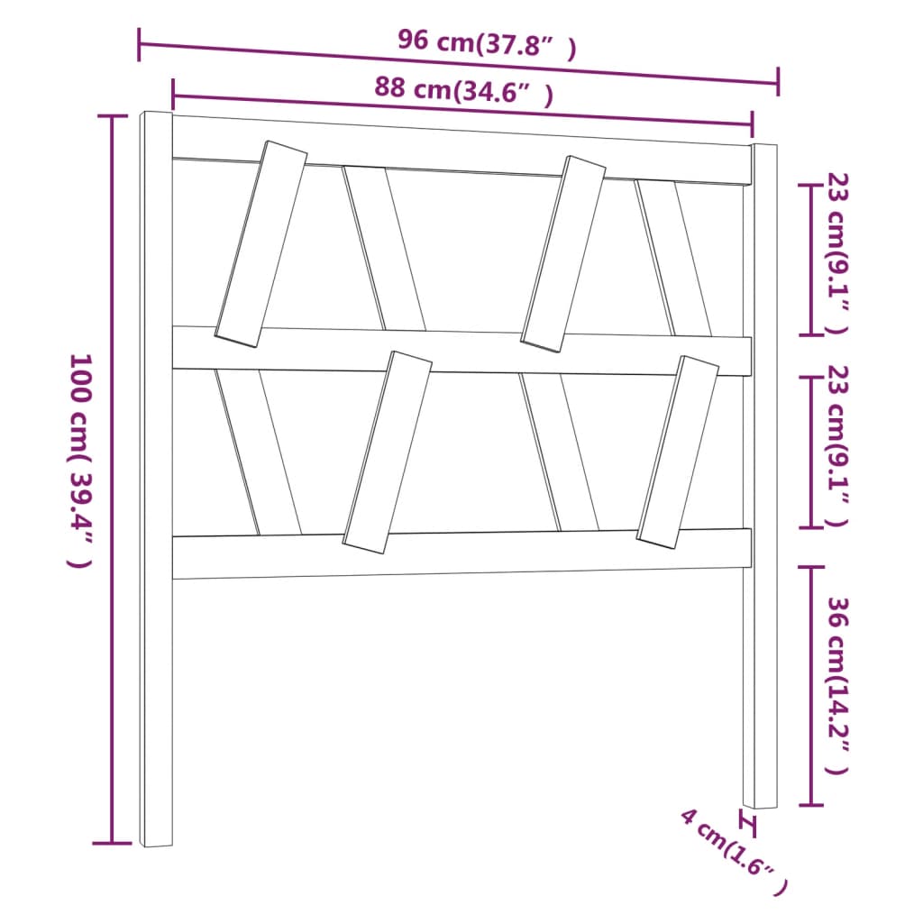 Berkfield Bed Headboard White 96x4x100 cm Solid Wood Pine