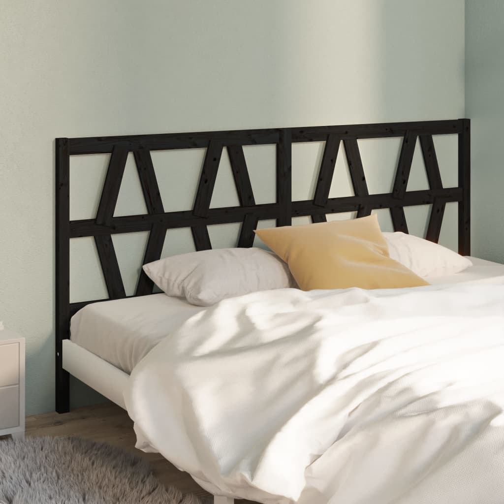 Berkfield Bed Headboard Black 206x4x100 cm Solid Wood Pine
