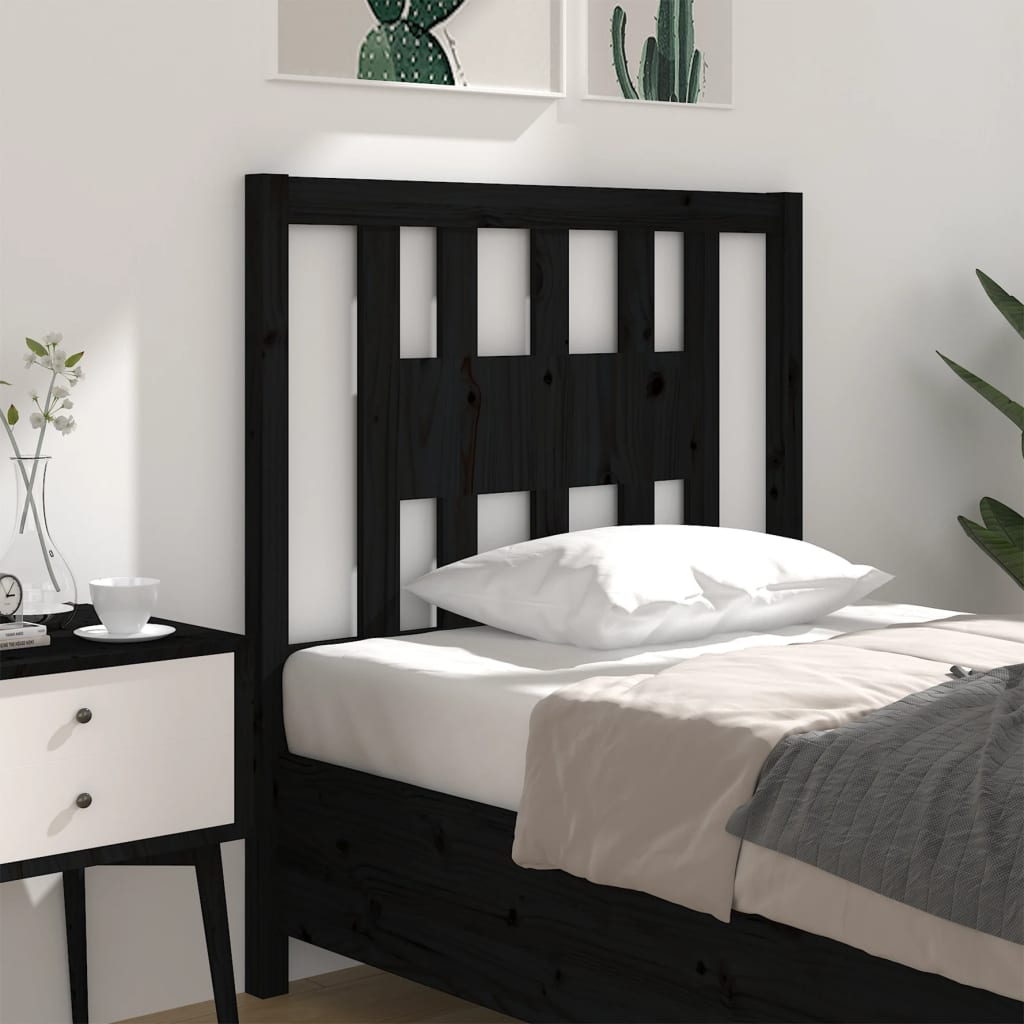 Berkfield Headboard Black 96x4x100 cm Solid Wood Pine