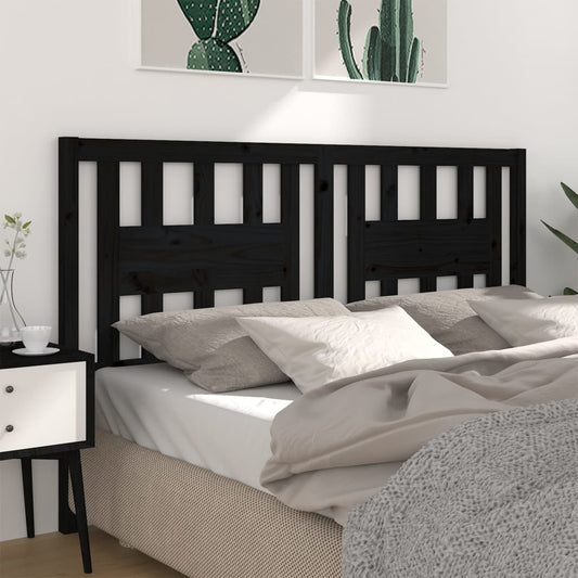 Berkfield Headboard Black 206x4x100 cm Solid Wood Pine