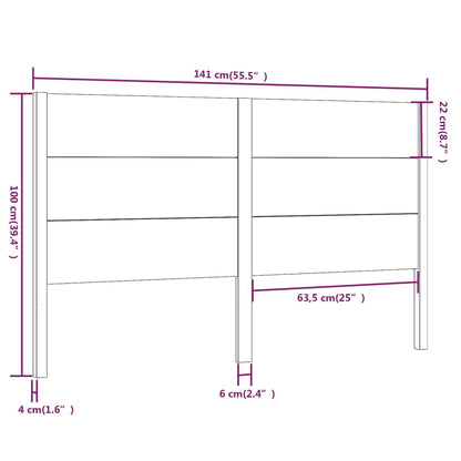 Berkfield Headboard Black 141x4x100 cm Solid Wood Pine