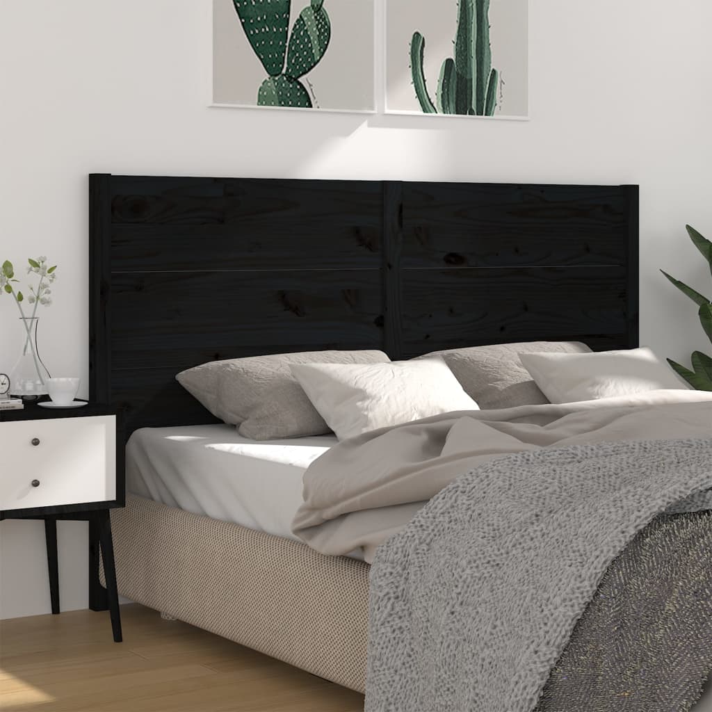 Berkfield Headboard Black 141x4x100 cm Solid Wood Pine