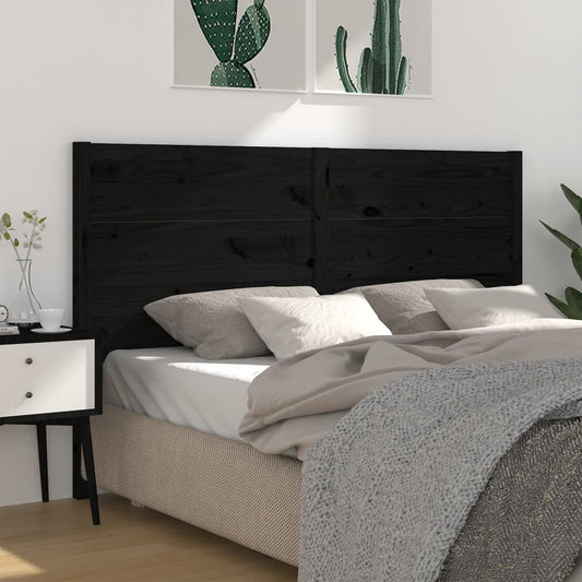 Berkfield Headboard Black 146x4x100 cm Solid Wood Pine