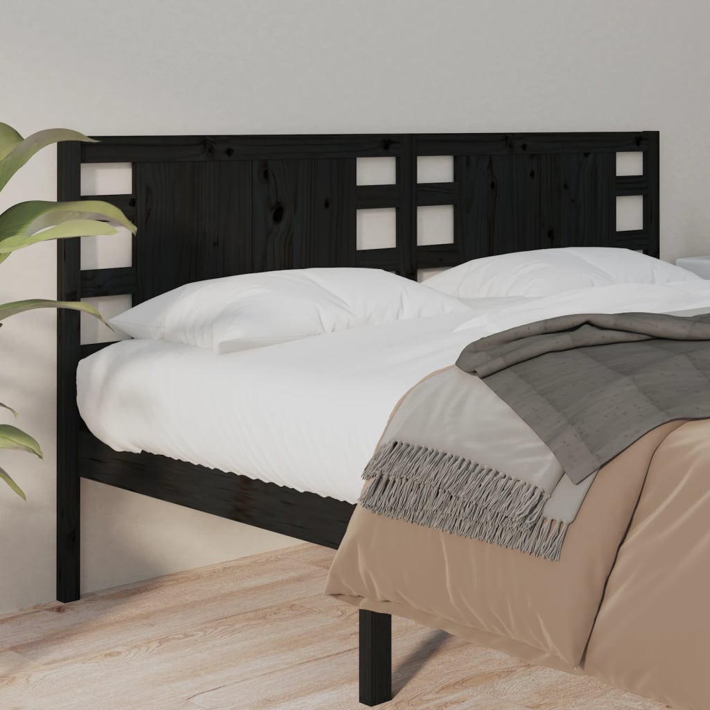Berkfield Headboard Black 141x4x100 cm Solid Wood Pine