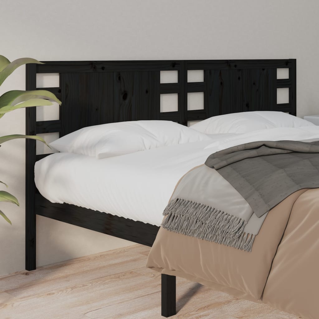 Berkfield Headboard Black 156x4x100 cm Solid Wood Pine