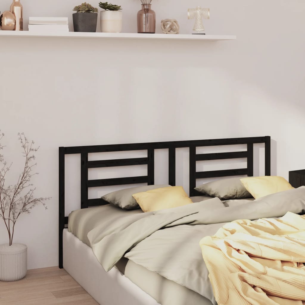 Berkfield Bed Headboard Black 156x4x100 cm Solid Pine Wood