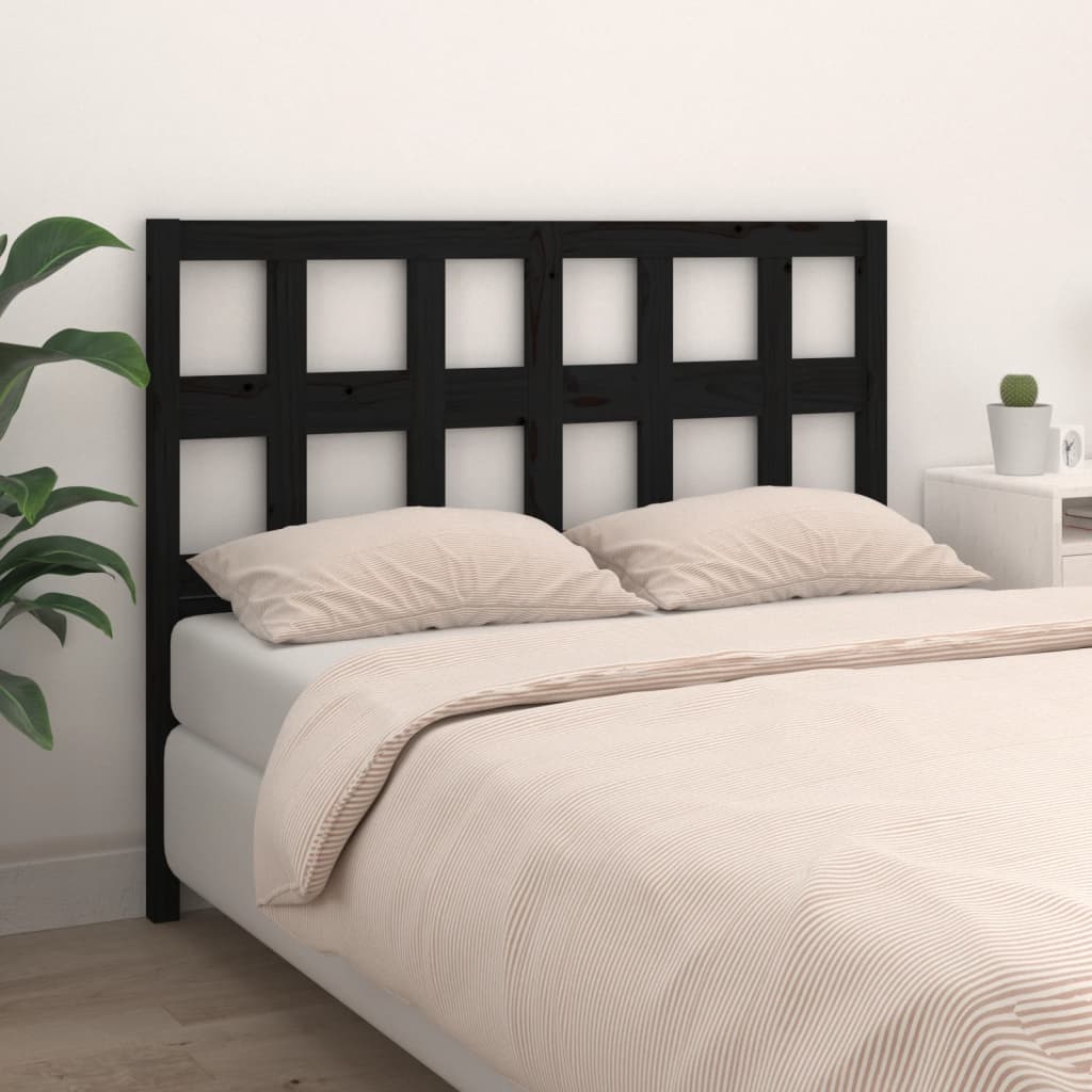 Berkfield Bed Headboard Black 145.5x4x100 cm Solid Wood Pine