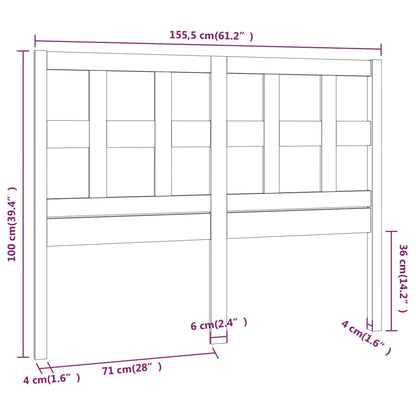 Berkfield Bed Headboard White 155.5x4x100 cm Solid Wood Pine