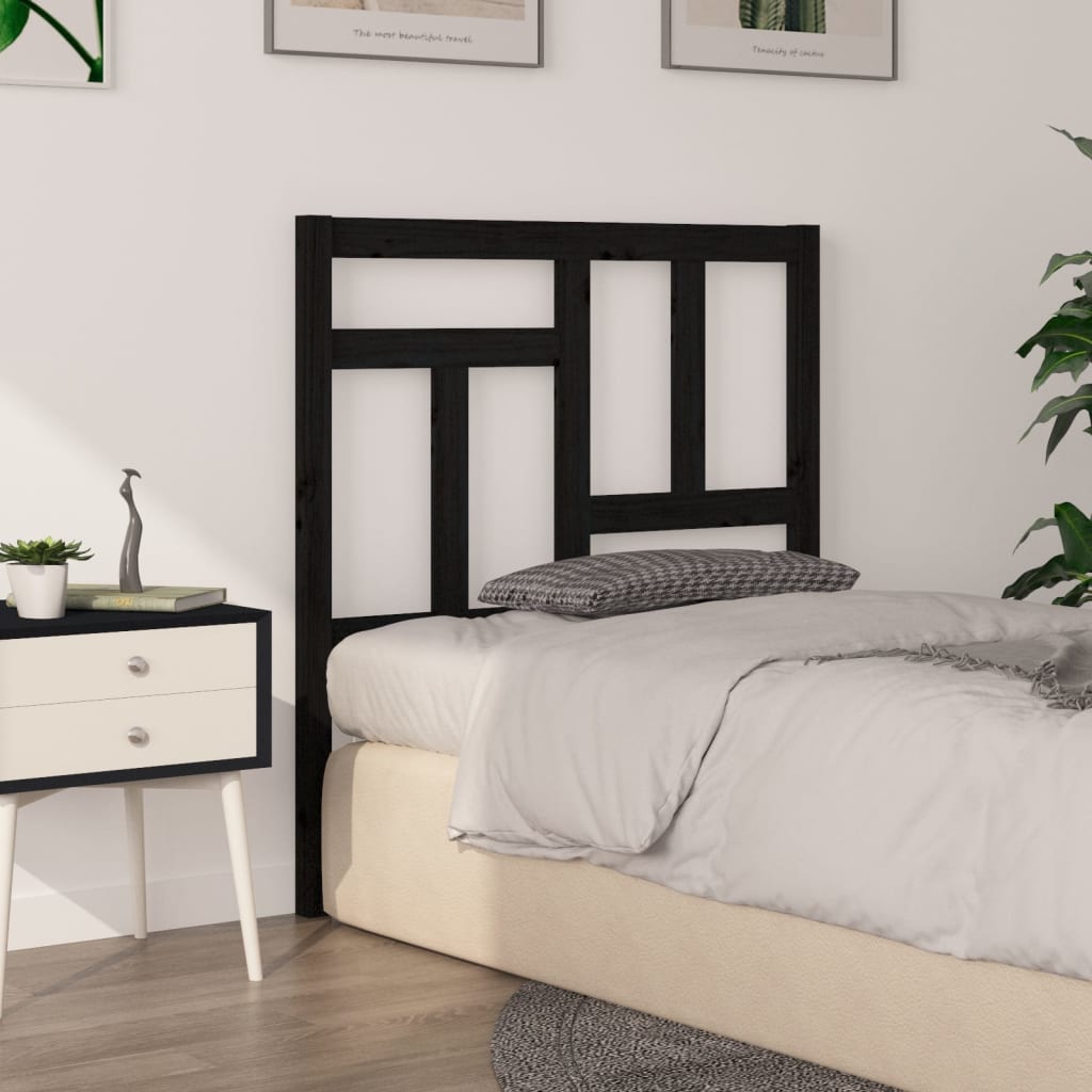 Berkfield Bed Headboard Black 80.5x4x100 cm Solid Wood Pine