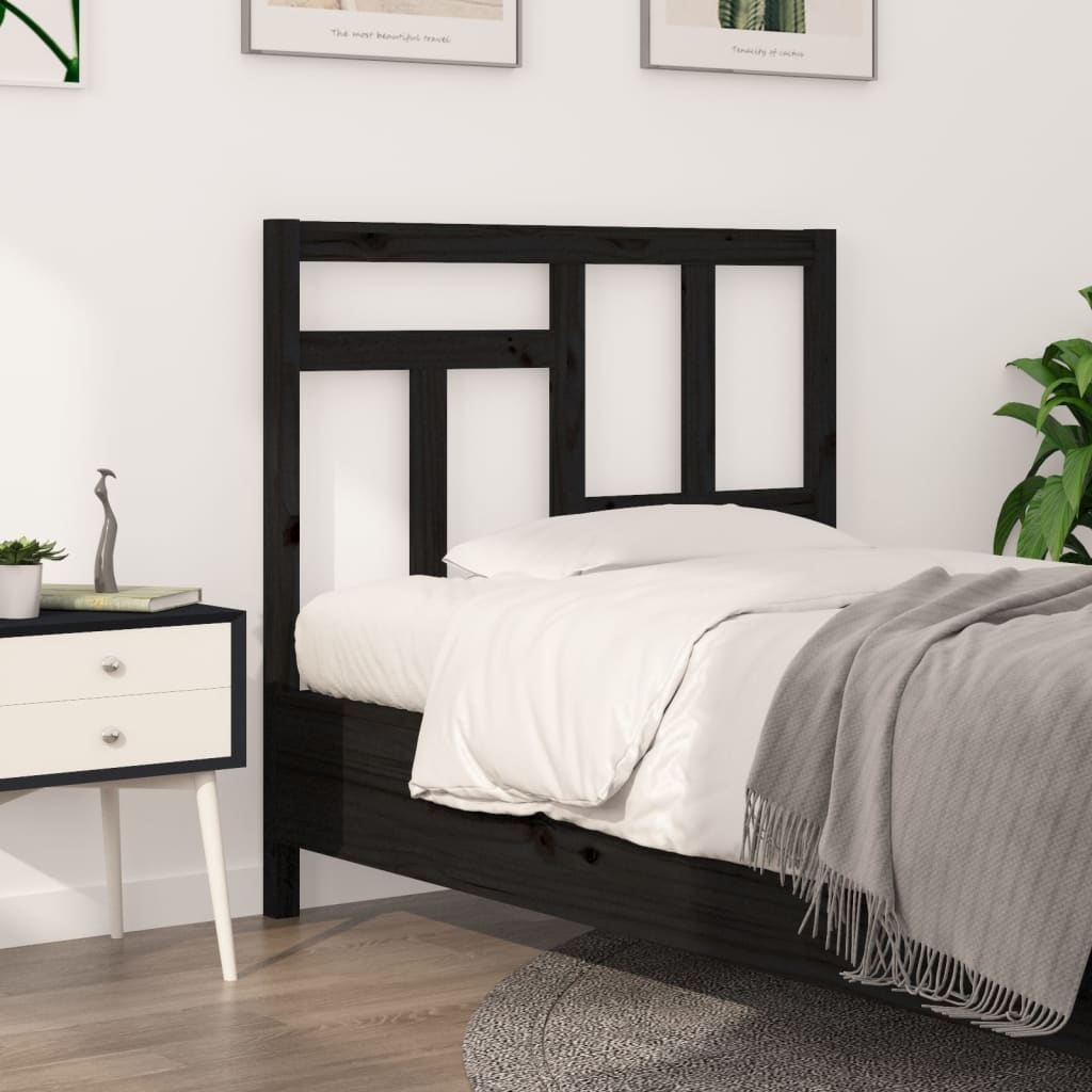 Berkfield Bed Headboard Black 105.5x4x100 cm Solid Wood Pine