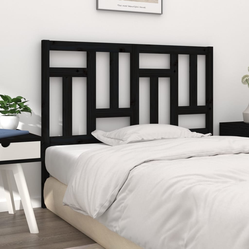 Berkfield Bed Headboard Black 125.5x4x100 cm Solid Wood Pine