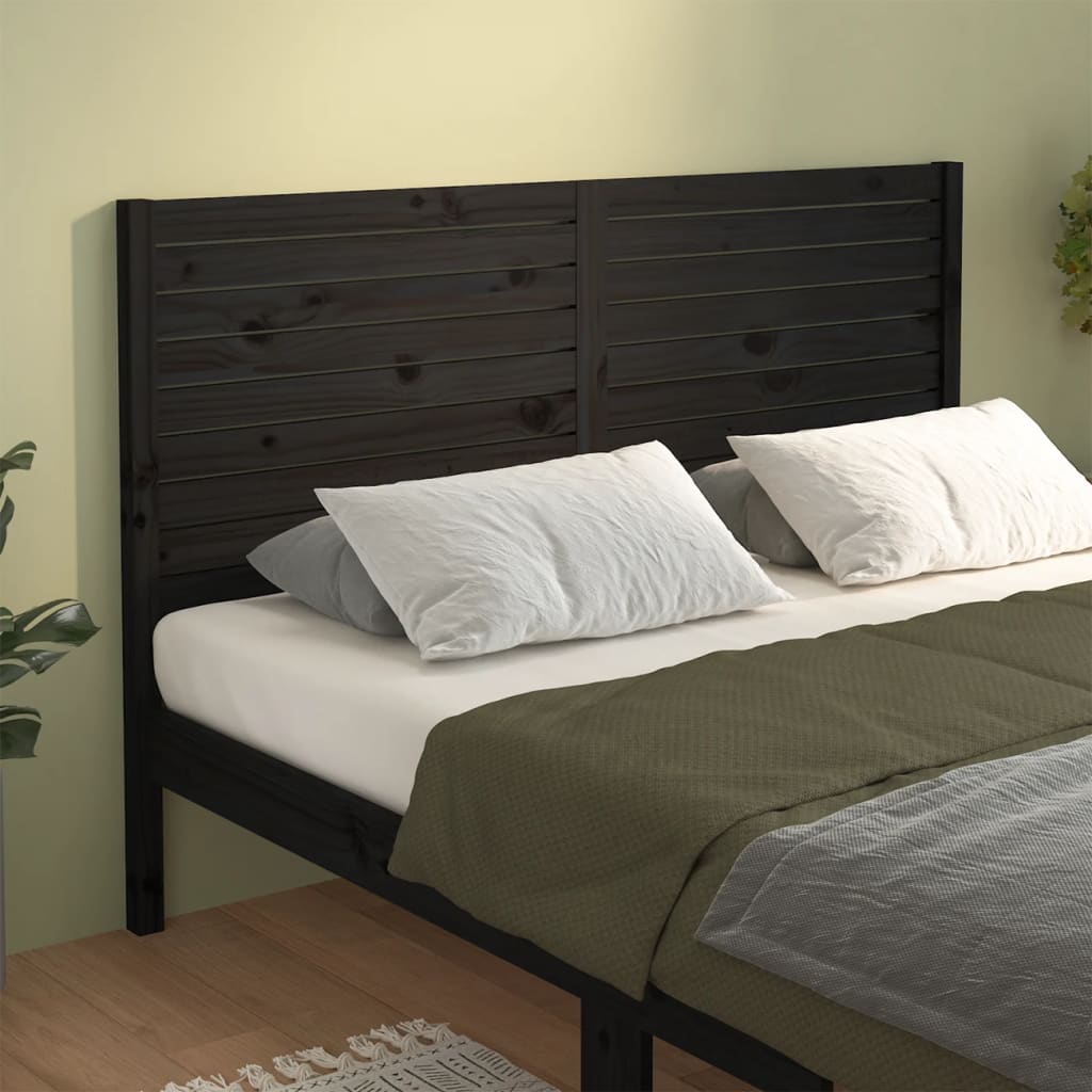 Berkfield Bed Headboard Black 126x4x100 cm Solid Wood Pine