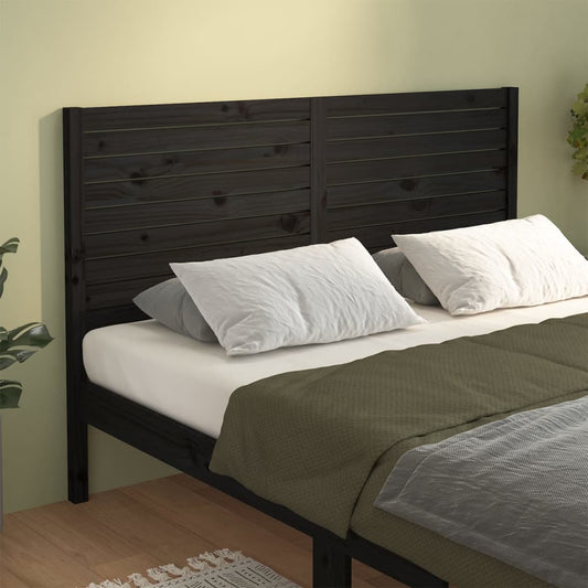 Berkfield Bed Headboard Black 146x4x100 cm Solid Wood Pine