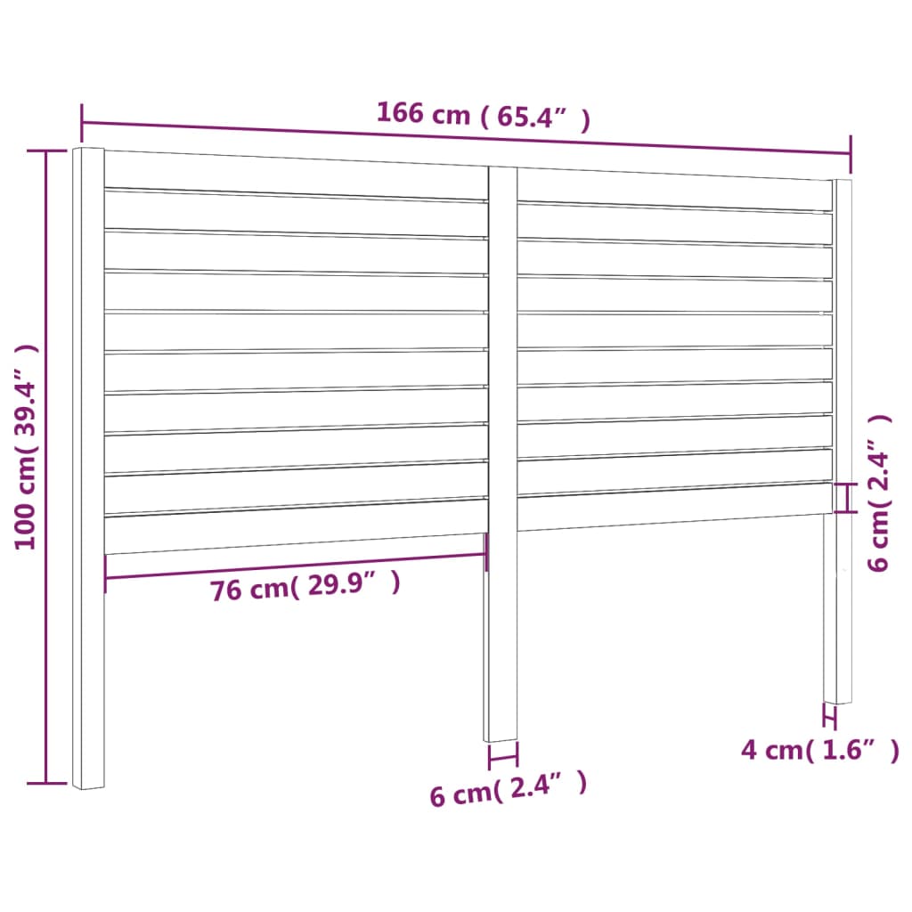 Berkfield Bed Headboard White 166x4x100 cm Solid Wood Pine