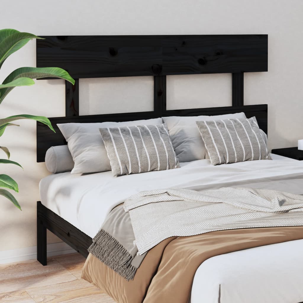 Berkfield Bed Headboard Black 138x3x81 cm Solid Wood Pine