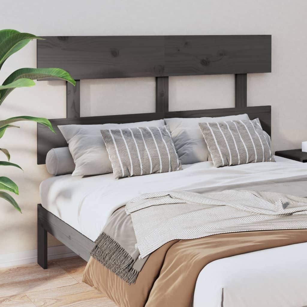 Berkfield Bed Headboard Grey 144x3x81 cm Solid Wood Pine