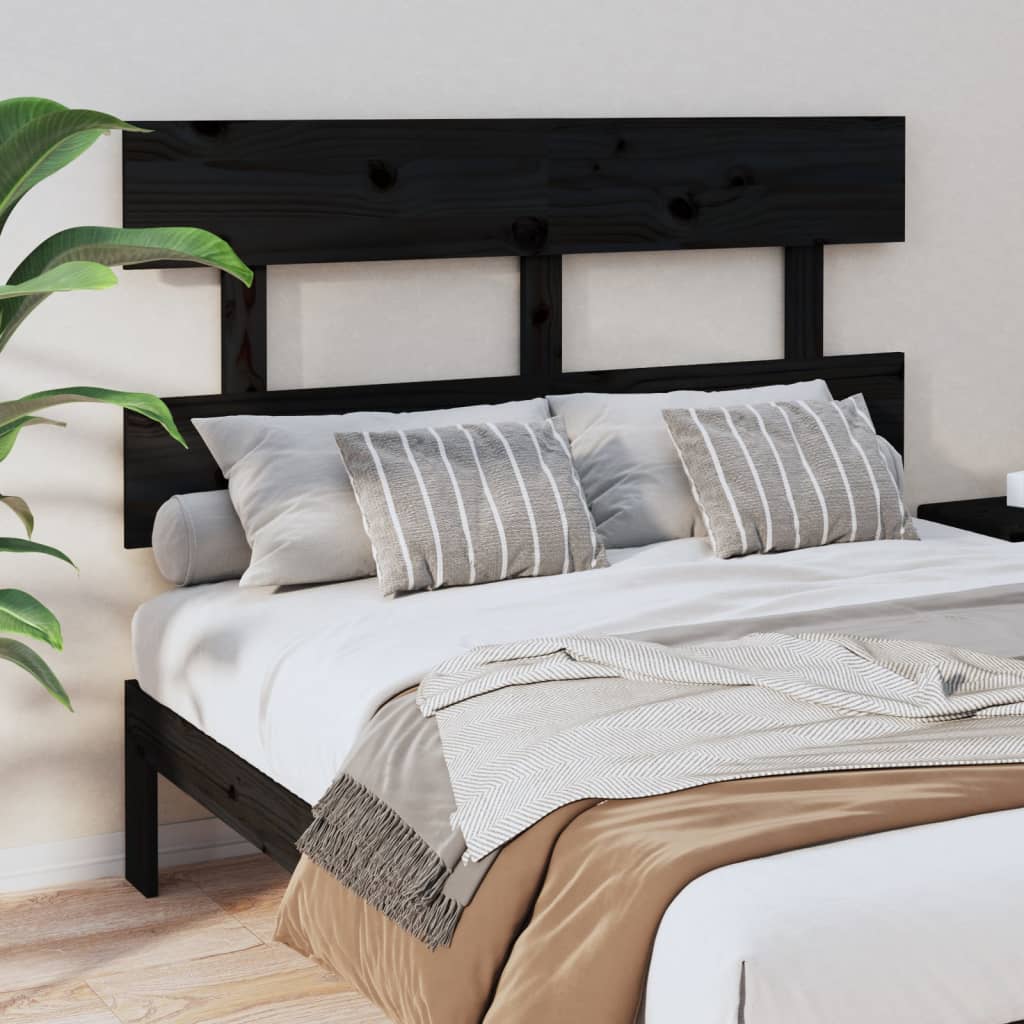 Berkfield Bed Headboard Black 144x3x81 cm Solid Wood Pine