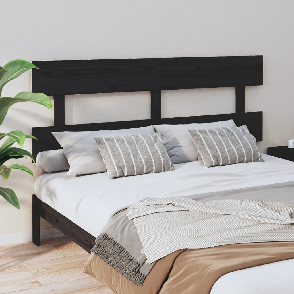 Berkfield Bed Headboard Black 154x3x81 cm Solid Wood Pine