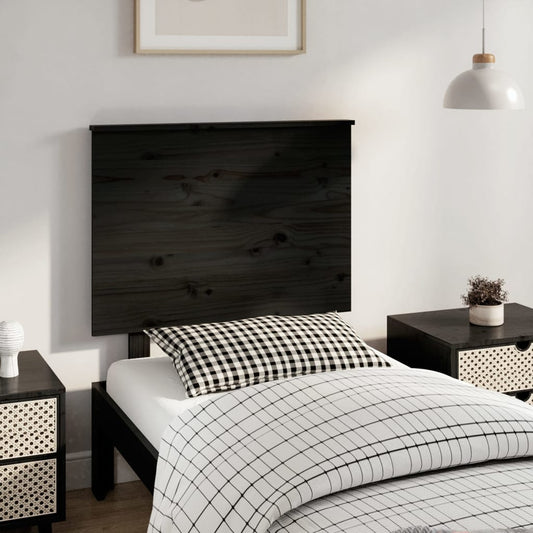 Berkfield Bed Headboard Black 79x6x82.5 cm Solid Wood Pine