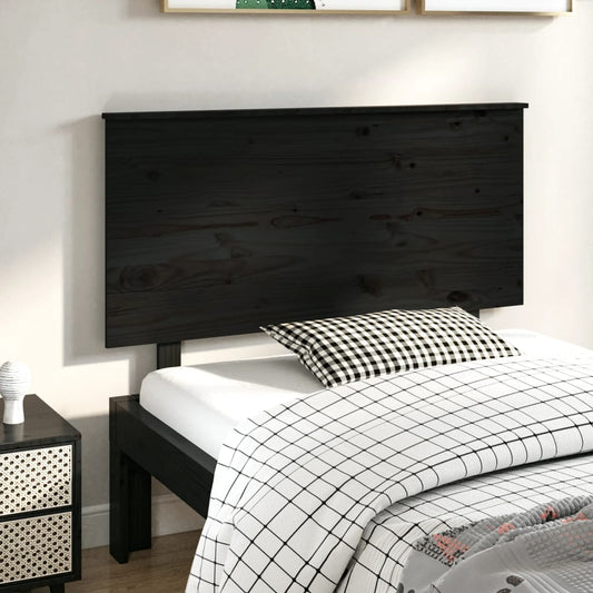 Berkfield Bed Headboard Black 124x6x82.5 cm Solid Wood Pine
