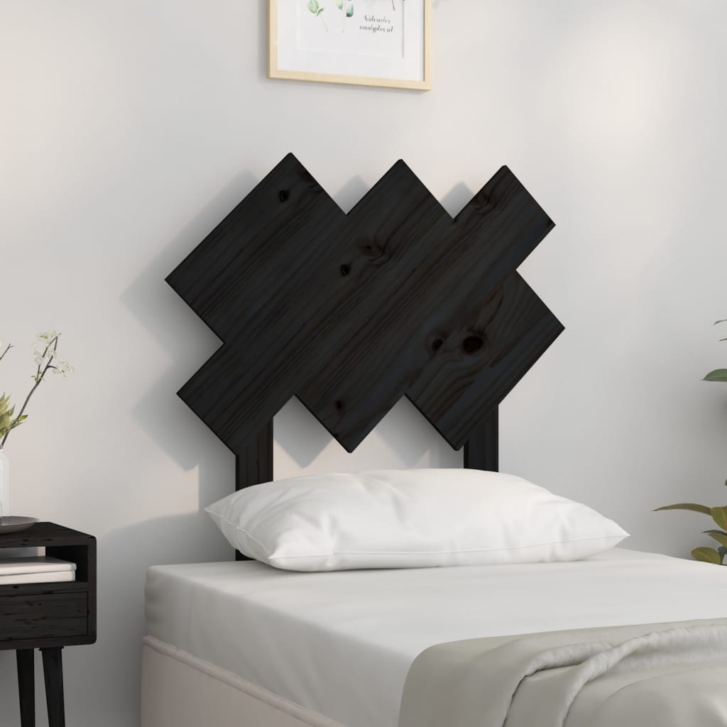 Berkfield Bed Headboard Black 72.5x3x81 cm Solid Wood Pine