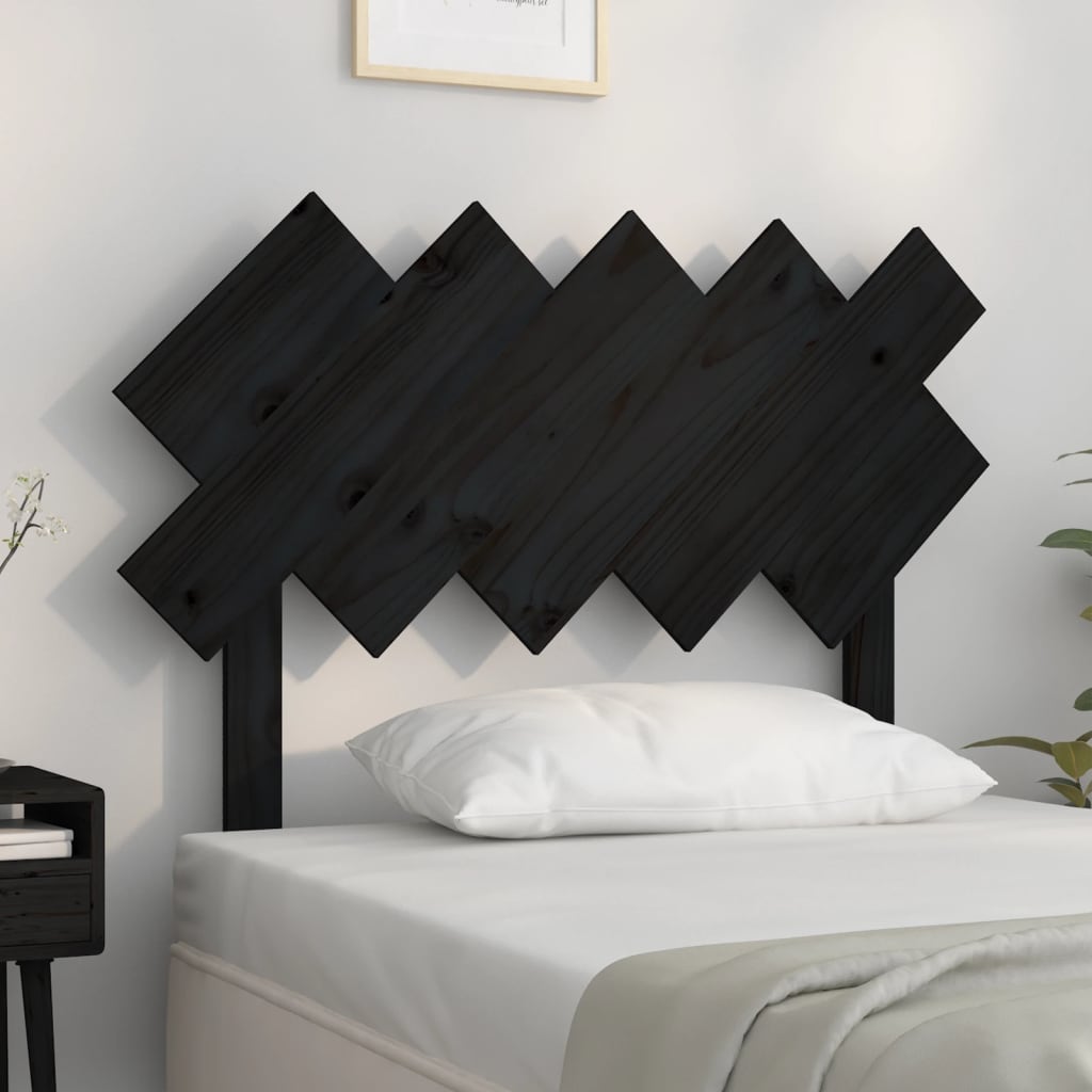 Berkfield Bed Headboard Black 104x3x80.5 cm Solid Wood Pine