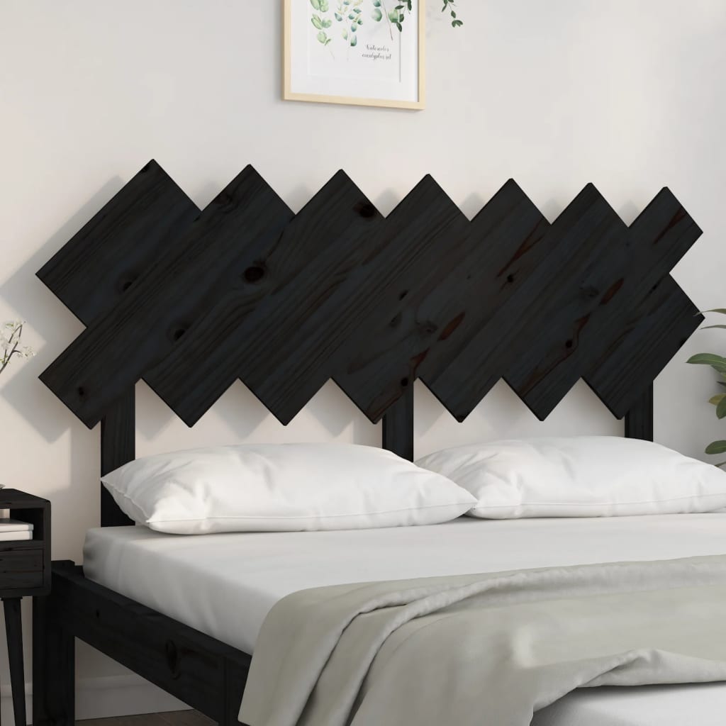 Berkfield Bed Headboard Black 141x3x80.5 cm Solid Wood Pine