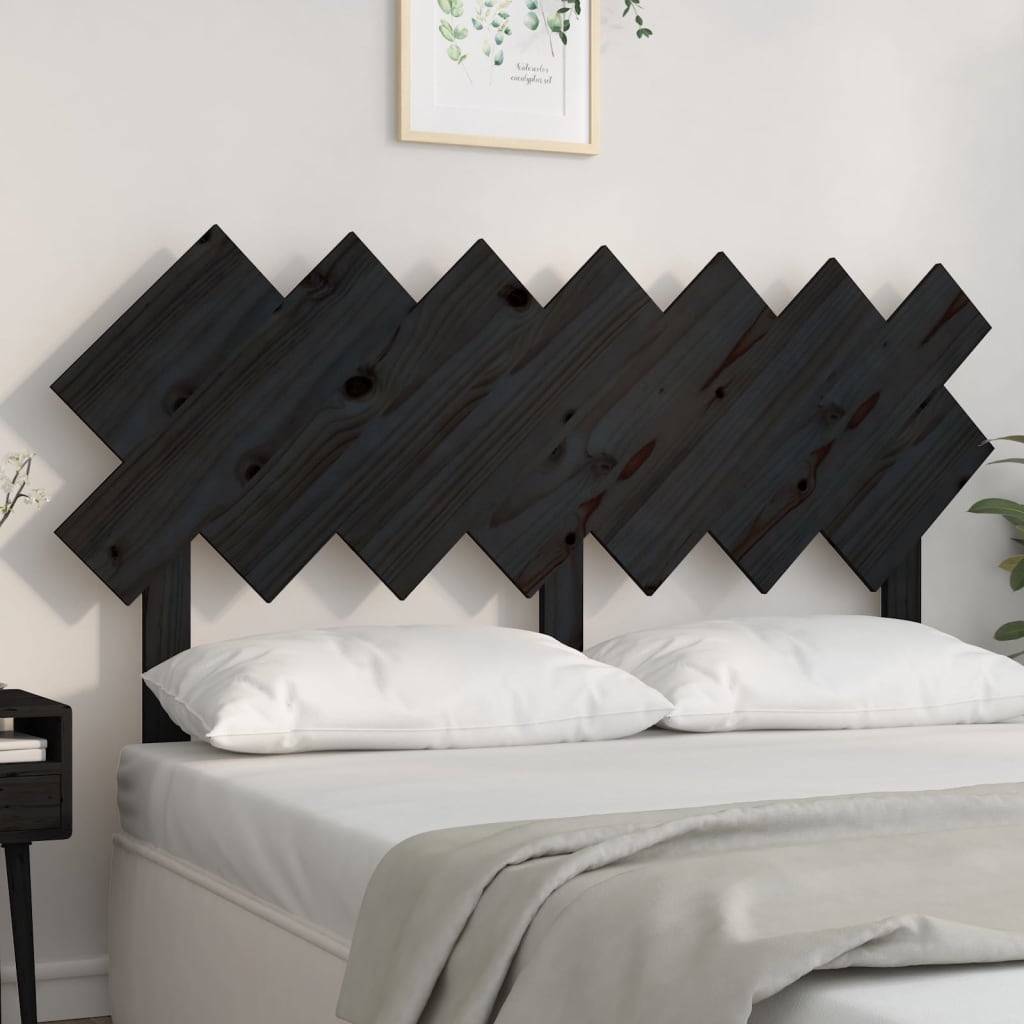 Berkfield Bed Headboard Black 141x3x80.5 cm Solid Wood Pine
