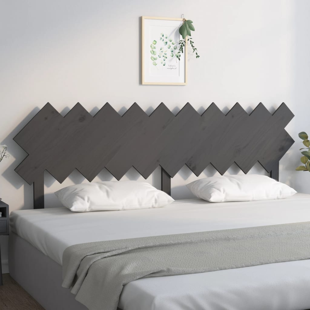 Berkfield Bed Headboard Grey 196x3x80.5 cm Solid Wood Pine