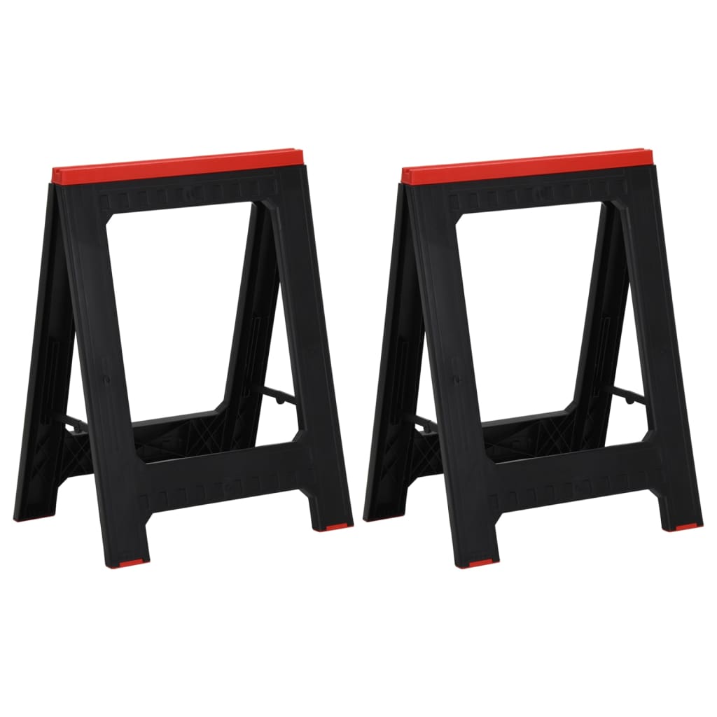 Berkfield Foldable Work Trestles 2 pcs Black and Red Polypropylene 350 kg