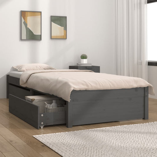 Berkfield Bed Frame with Drawers Grey 75x190 cm Small Single