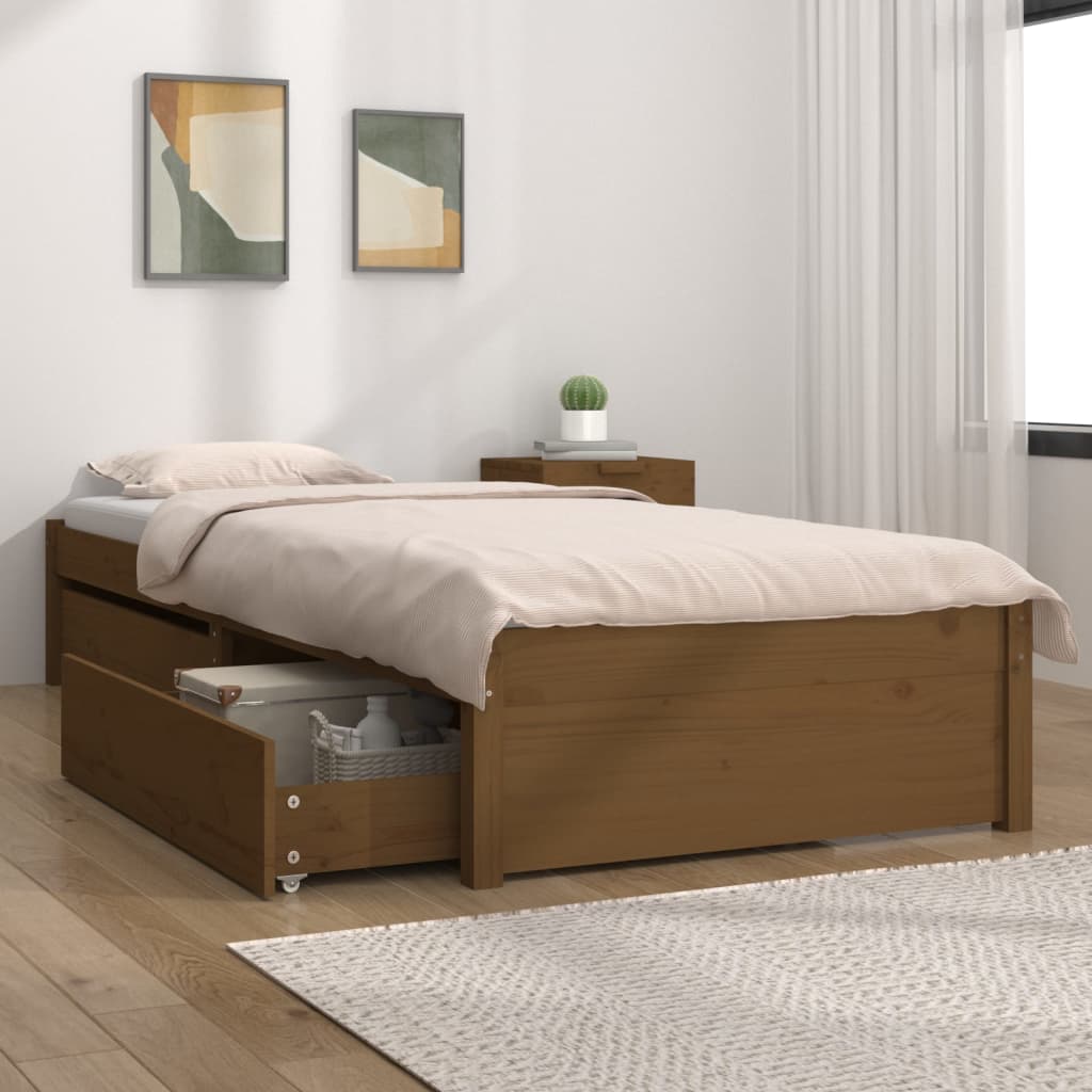 Berkfield Bed Frame with Drawers Honey Brown 90x190 cm Single