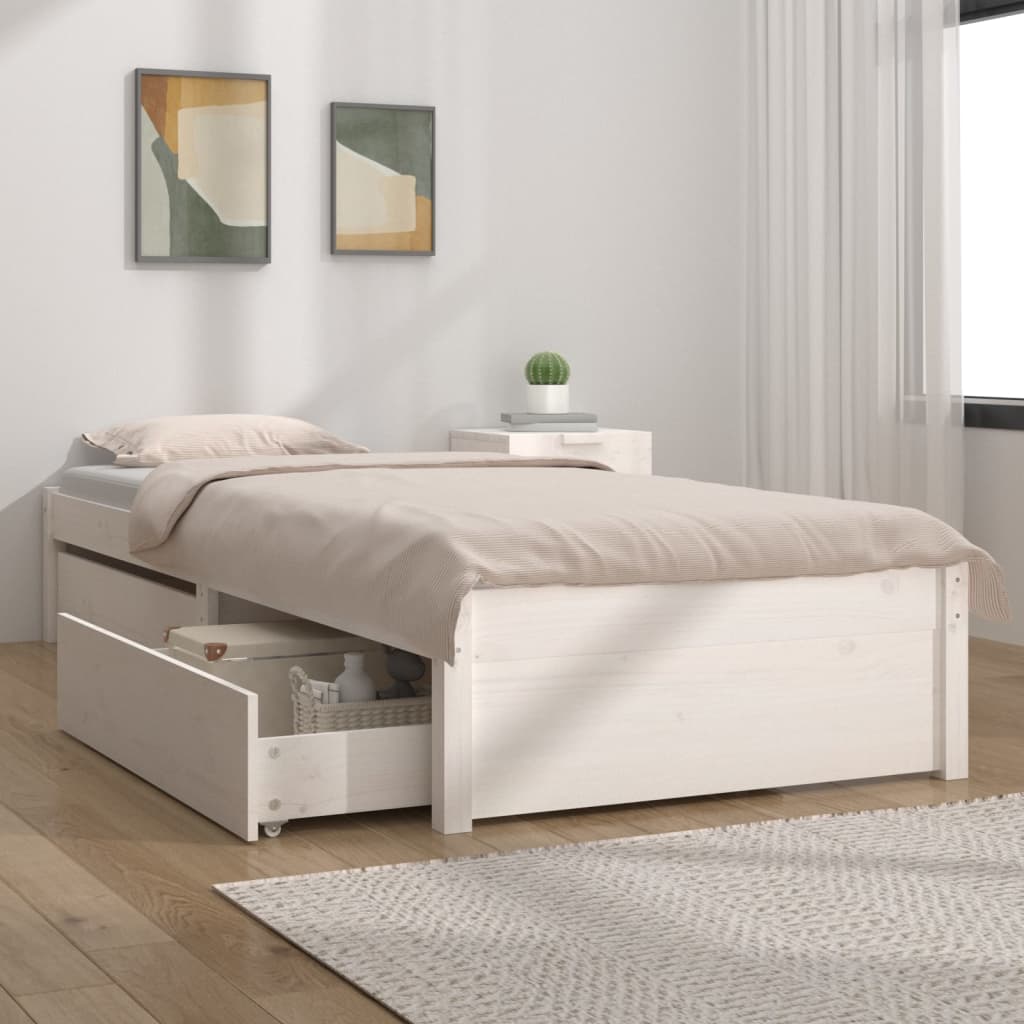 Berkfield Bed Frame with Drawers White 90x200 cm