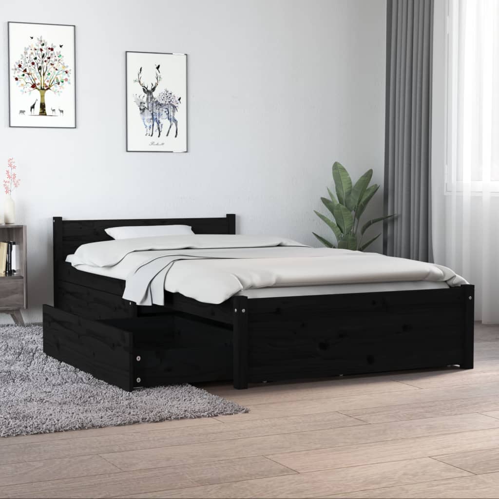 Berkfield Bed Frame with Drawers Black 90x190 cm Single