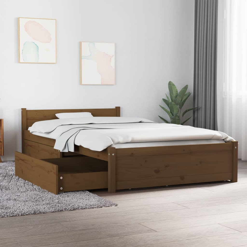 Berkfield Bed Frame with Drawers Honey Brown 90x200 cm