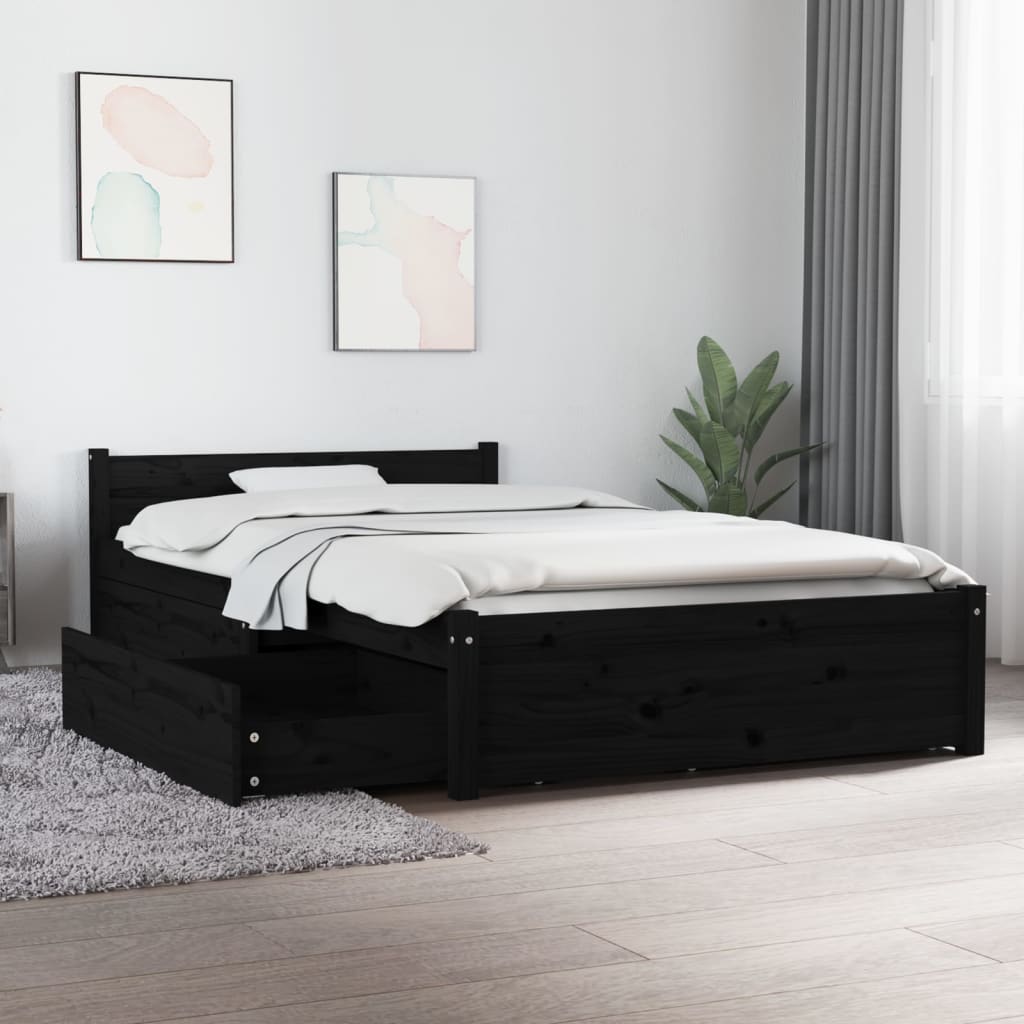 Berkfield Bed Frame with Drawers Black 100x200 cm